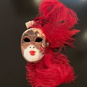 Red Feathered Venetian Mask